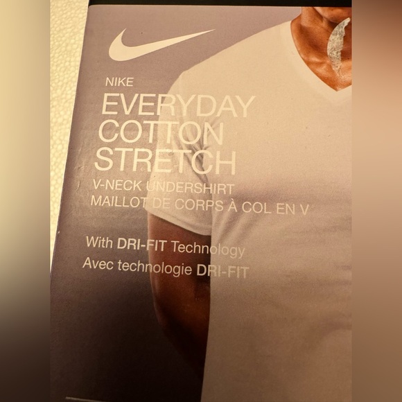 NIKE Men's 2-Pk. Dri-FIT Essential Cotton Stretch V-Neck White Shirt - Picture 7 of 10